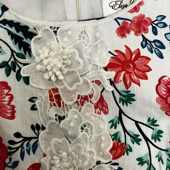 Eliza J women Sleeveless Dress Floral Shift Size 8 Knee Length - Picture 8 of 12